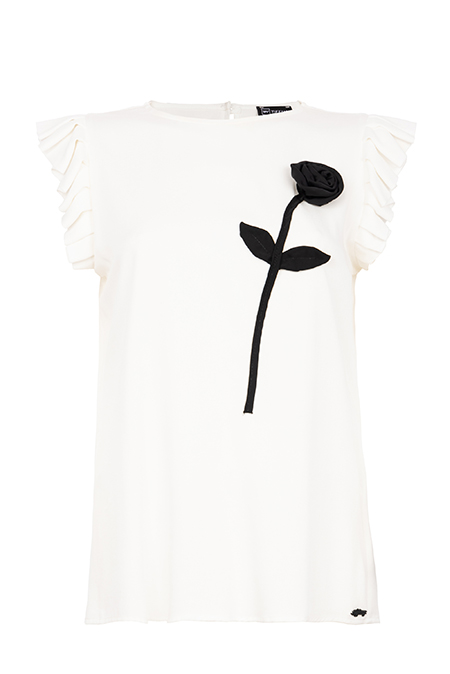 Bluza kratkih rukava sa ukrasnim cvetom Tiffany Production